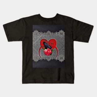 Wonderful crow on a heart Kids T-Shirt